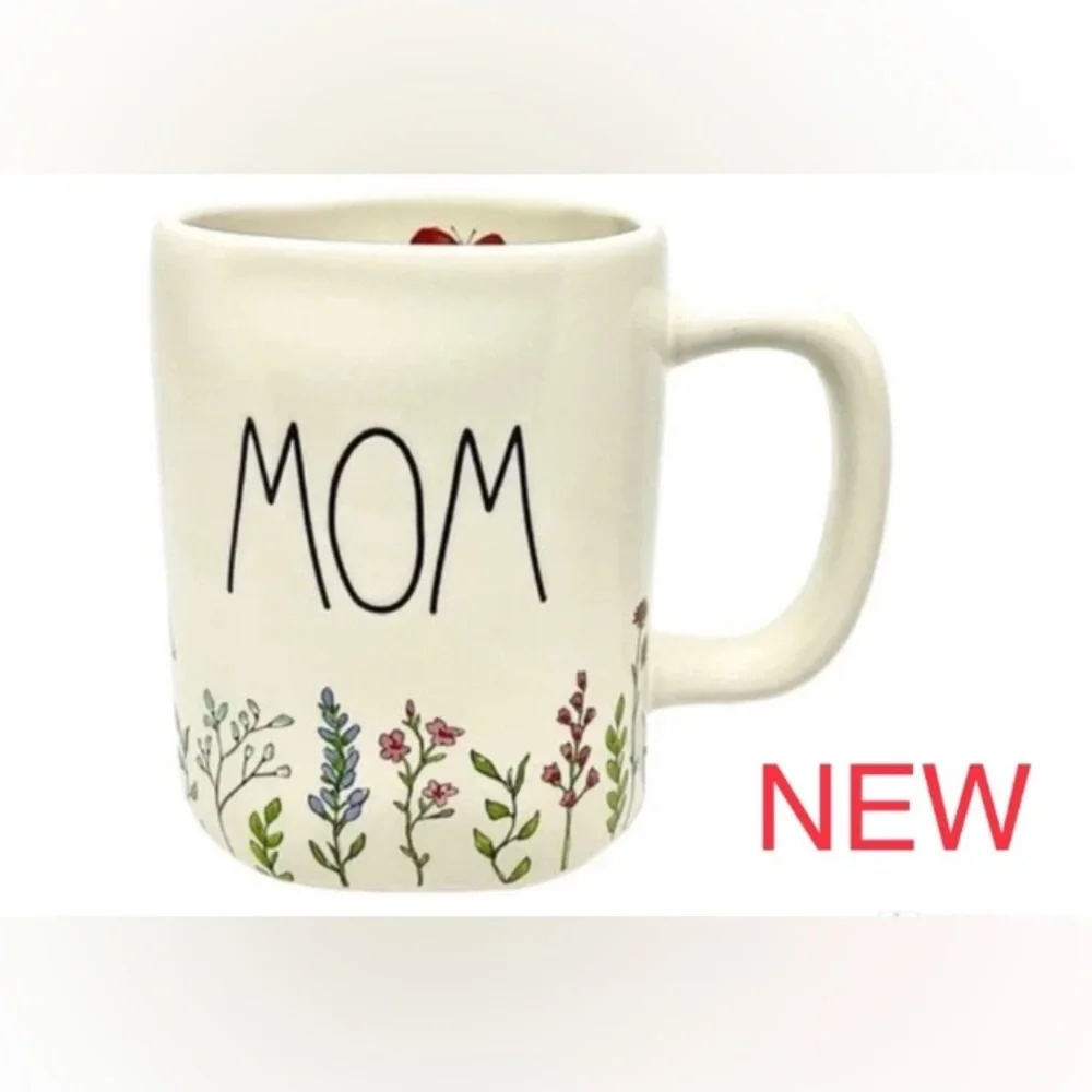 NEW Rae Dunn White MOM mug 🪴 motif 💐  🌺 - Picture 2 of 9